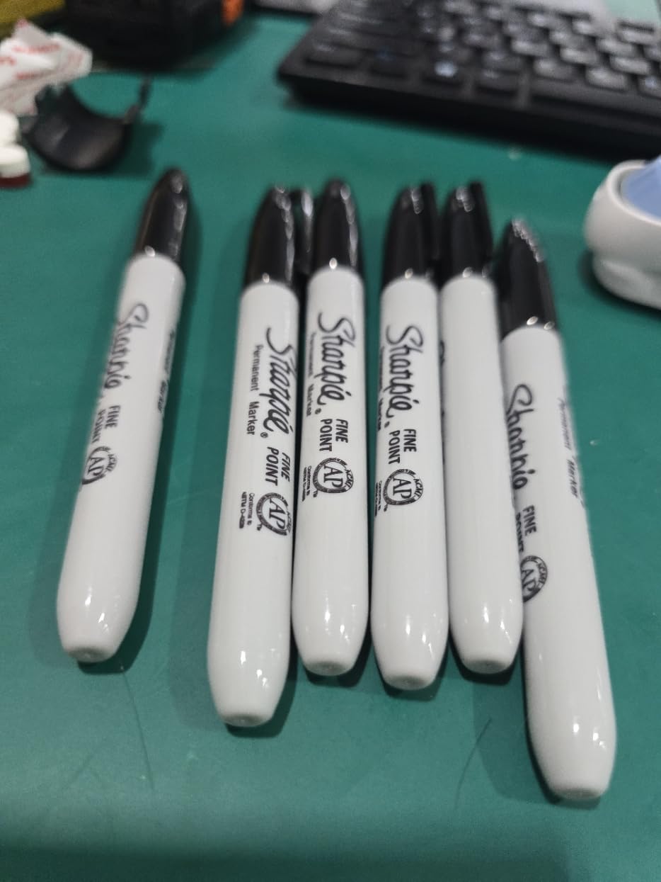 Sharpie Permanent Markers, Fine Tip, Black, 12 Count - Quick Drying, Fade Resistant, For Wood, Plastic, Paper, Metal, And More customer photo 2