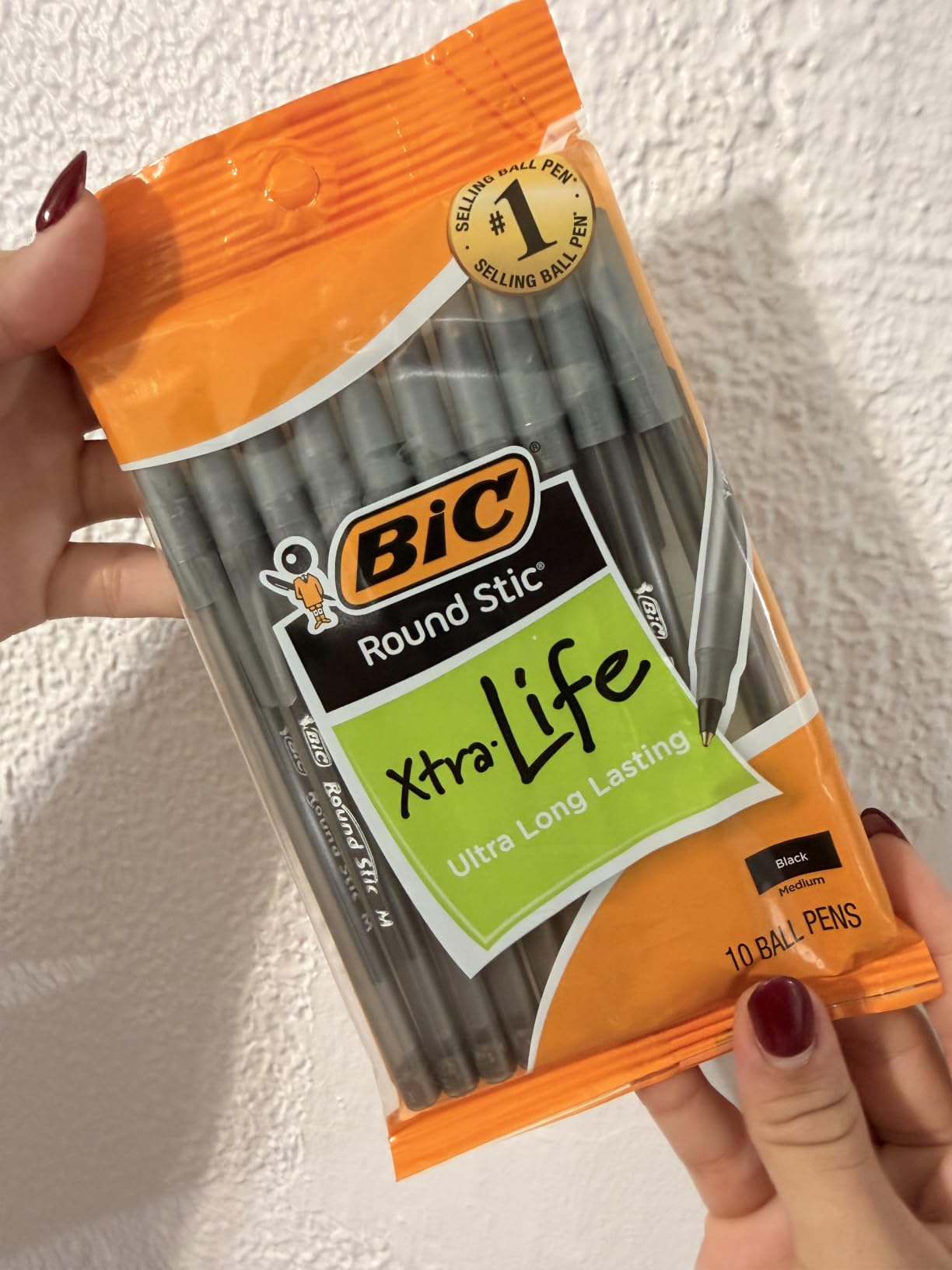 BIC Round Stic Xtra Life Red Ballpoint Pens, Medium Point, 1.0mm, 10-Count customer photo 1