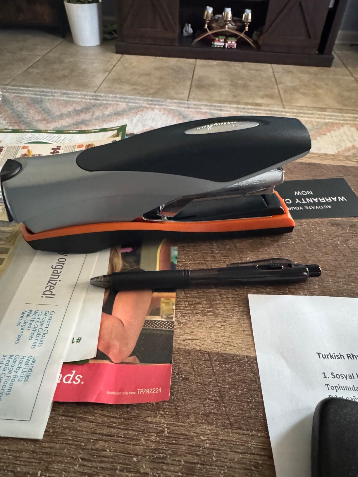 Swingline Stapler, 40 Sheet Capacity, Optima 40, Jam Free, Reduced Effort, Soft Grip, Metal, Orange and Gray (87845) customer photo 1