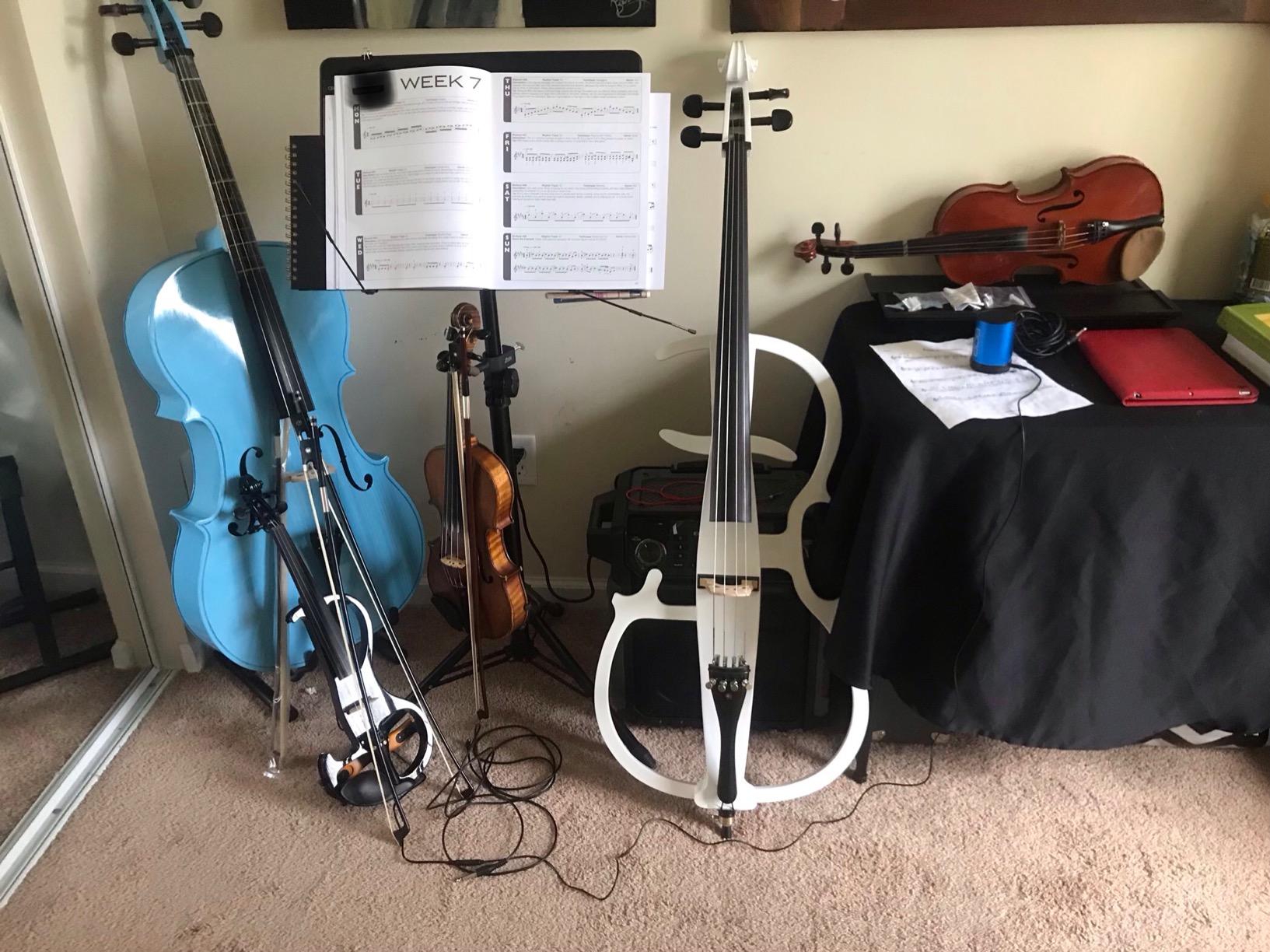 Cecilio 4/4 Silent Electric Cello with Ebony Fittings, Pearl White customer photo 1