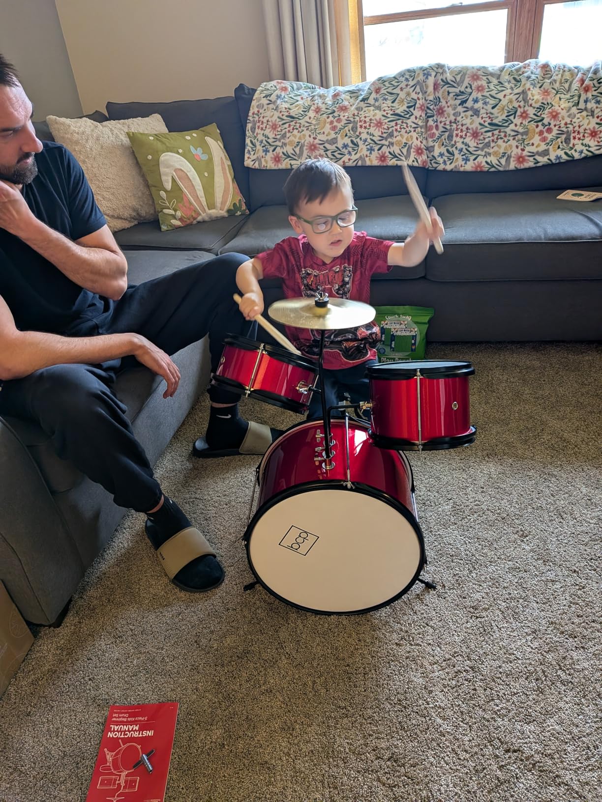 Best Choice Products Beginner Kids Drum Set 3-Piece Junior Set w/Throne Stool, Cymbal, Drum Sticks, Bass Drum Pedal, 2 Toms - Blue customer photo 1
