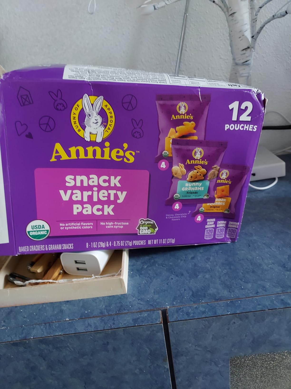 Annie's Organic Variety Pack, Cheddar Bunnies, Bunny Grahams and Cheddar Squares, 12 Pouches, 11 oz customer photo 2