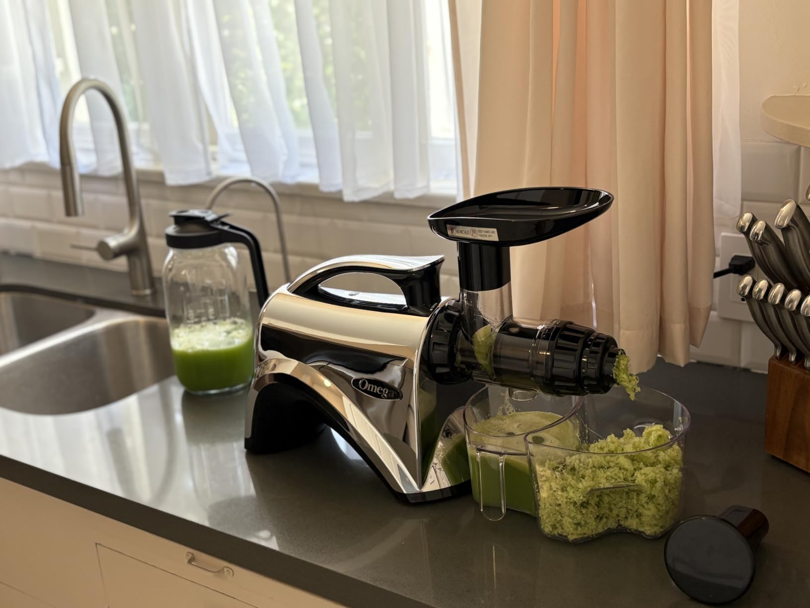 Omega Juicer Premium Vegetable and Fruit Juice Extractor and Nutrition System Makes Nut Milks Baby Food and Sorbets, Adjustable Pressure Settings 80-RPM Slow Masticating Juicer, 150-Watts, Silver customer photo 1