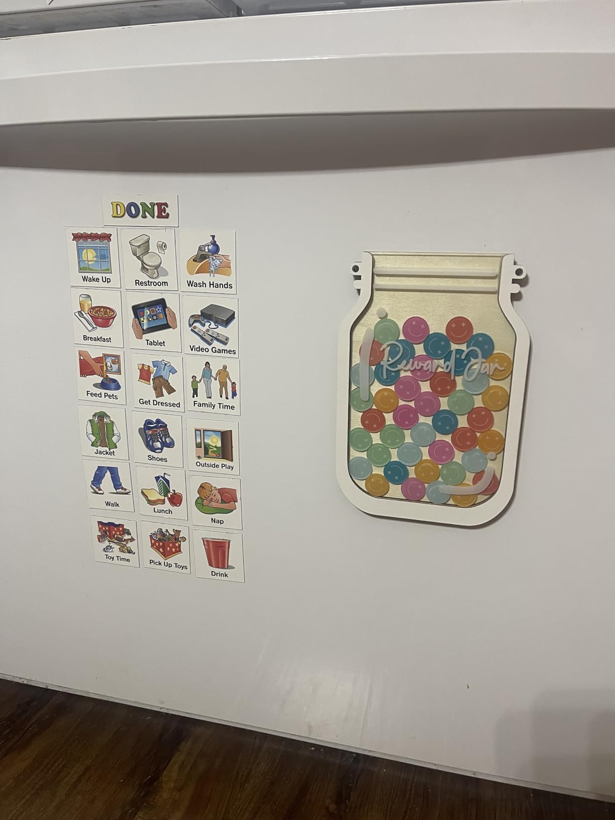 93-Pc Magnet Set for Kids Visual Schedules (Home Collection) | Daily Routines, Chores, ADHD Help | 72 Activity Icons + 21 Headings | Use on Any Magnetic Surface customer photo 2