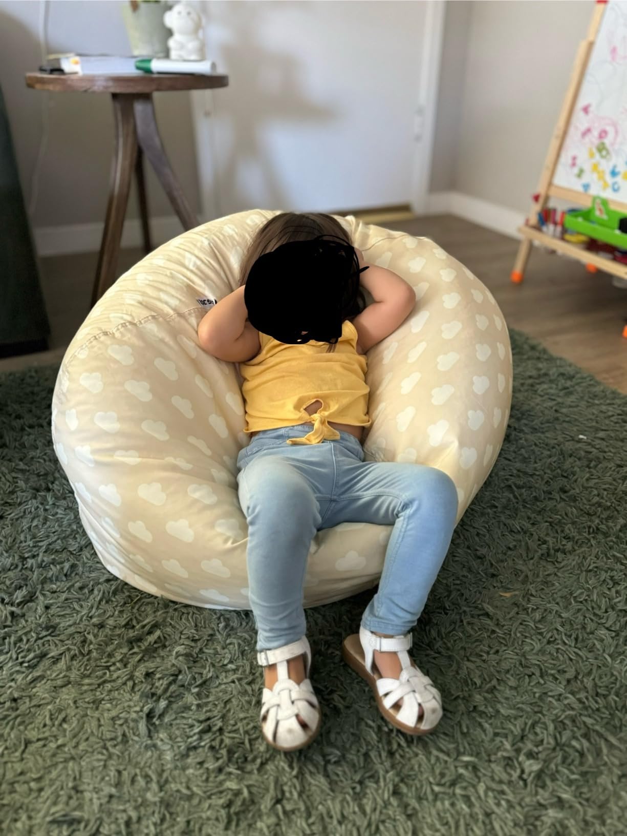 Big Joe Classic Bean Bag Chair for Kids Bedroom and Reading Nook, Easy-Clean Red, Durable Nylon Polyester Blend, 2 feet Refillable customer photo 1