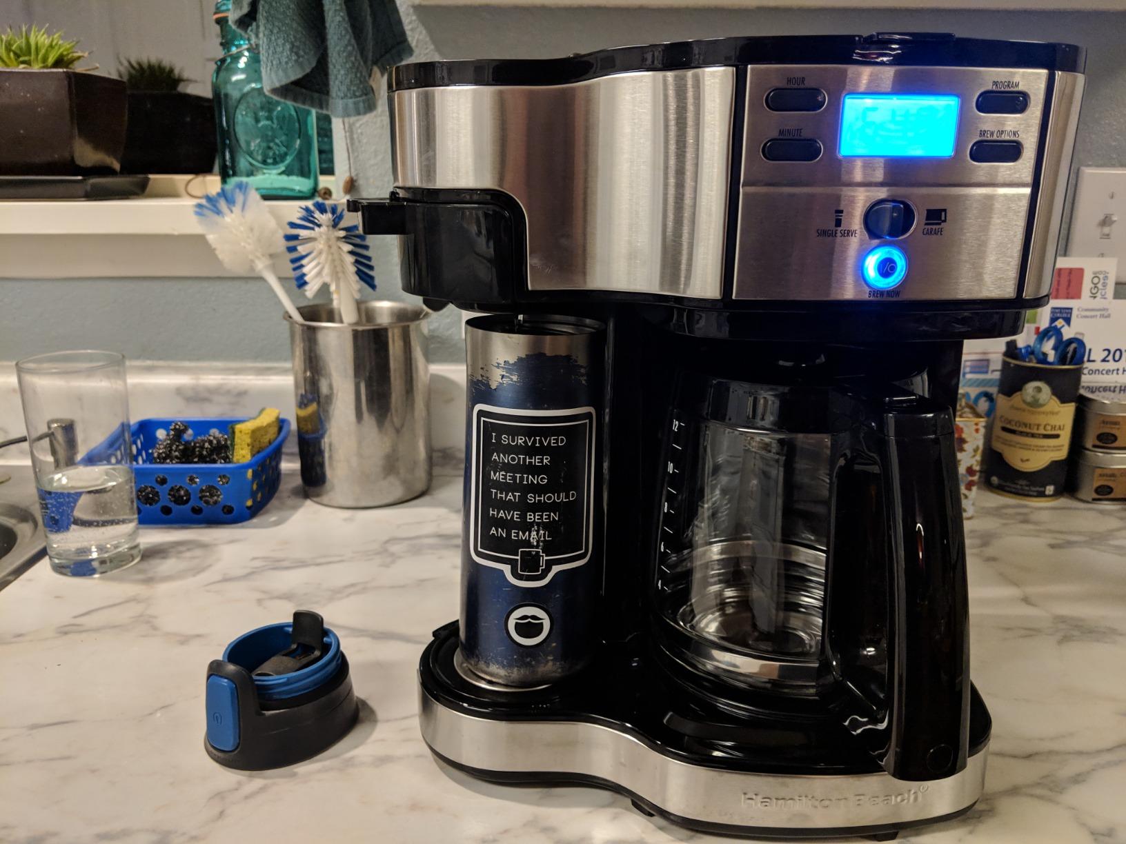 Hamilton Beach 2-Way Brewer Coffee Maker, Single-Serve and 12-Cup Pot, Black/Stainless Steel(49980A), Carafe customer photo 1