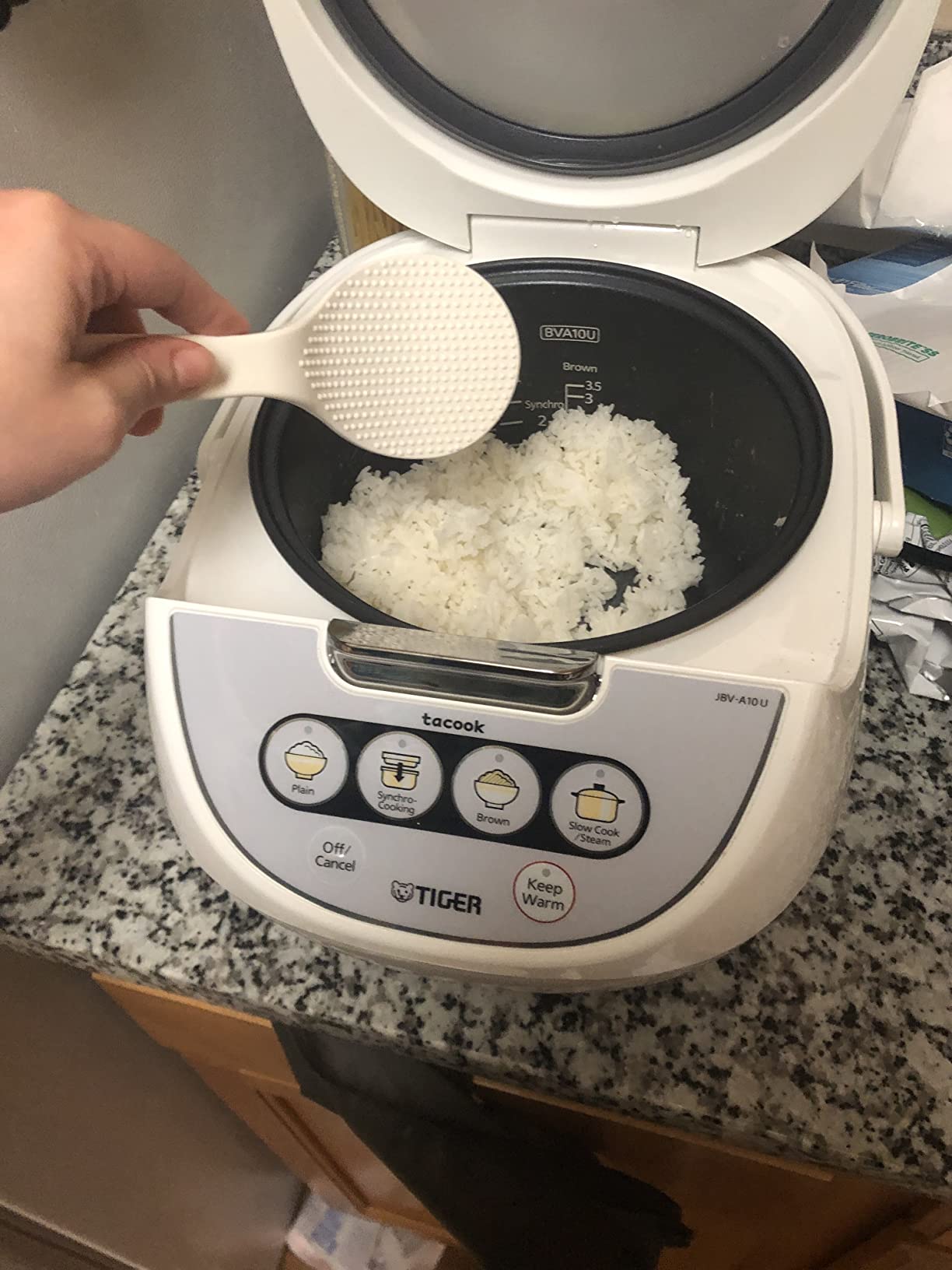 Tiger JBV-A18U 10 Cup Micom Rice Cooker with Tacook (White) | Food steamer, slow-cook function customer photo 2