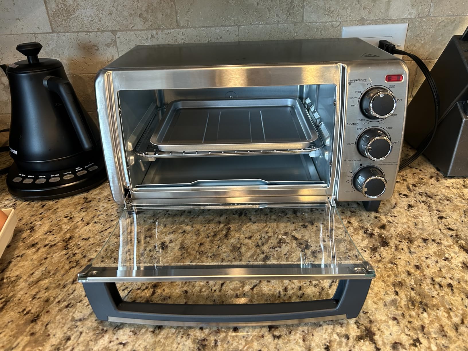 BLACK+DECKER TO1313SBD Toaster Oven, 15.47 Inch, Silver | Compact convection oven fits a 9-inch pizza with timer, stay-on function and removable crumb tray customer photo 2