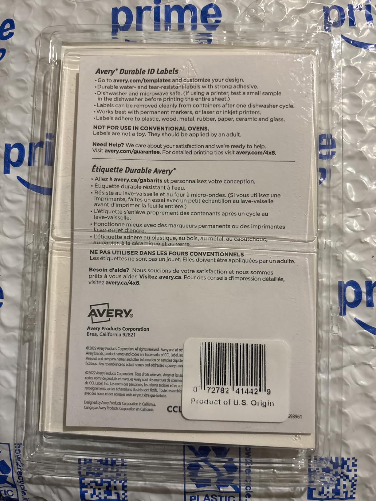 Avery Durable Labels for Kids' Gear, 3/4