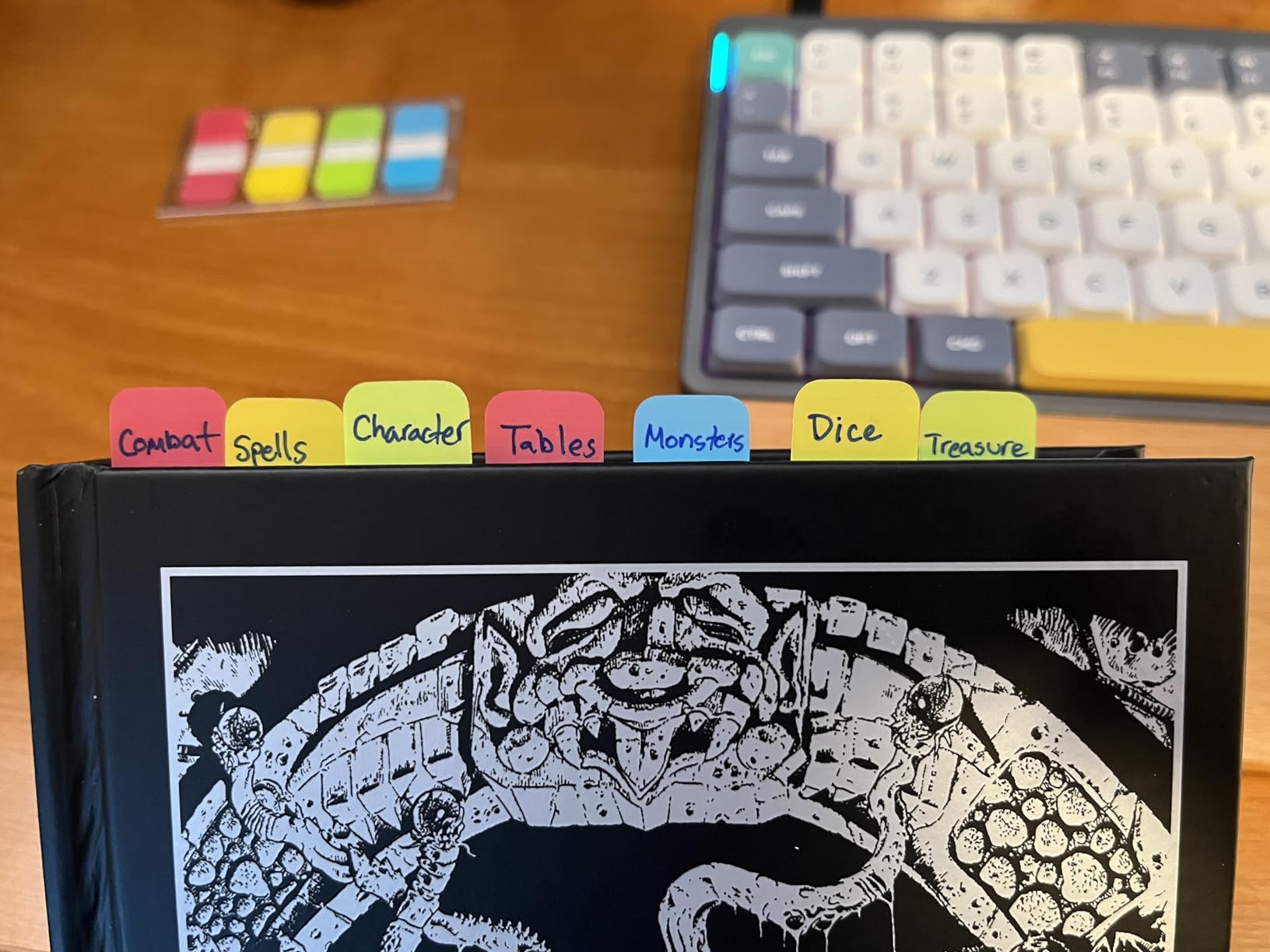 Post-it Sticky Tabs, 0.625 in x 1.5 in., 4 Pads of Book Tabs in Assorted Colors for Bookmarking, Annotating, Reading, and Reminders, Blue, Green, Yellow, and Red Colors (40 Total Count) customer photo 1