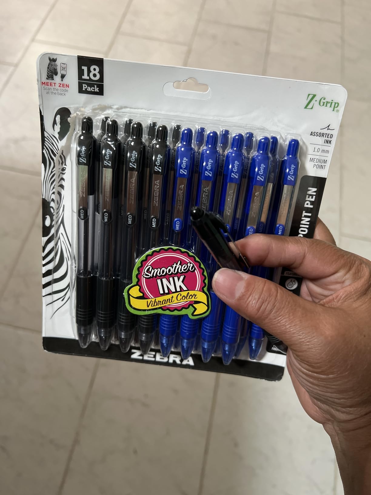 Zebra Pen Z-Grip Retractable Ballpoint Pen, Black Ink, 1.0mm, 18-Pack customer photo 2