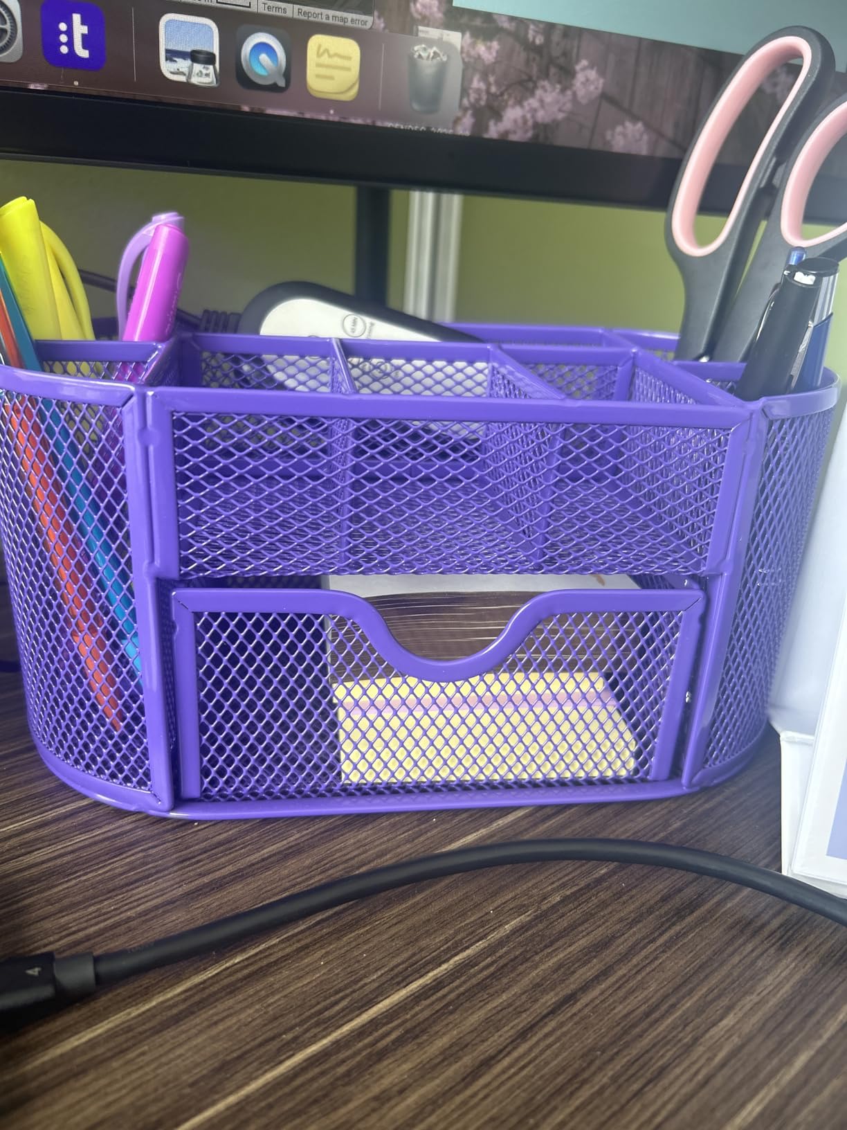 EasyPAG Mesh Pen Holder Desk Organizer with Drawer Stationery Supplies Organizer for Dorm School 9 Compartments Workspace Desk Accessories Organization for Office, Black customer photo 2