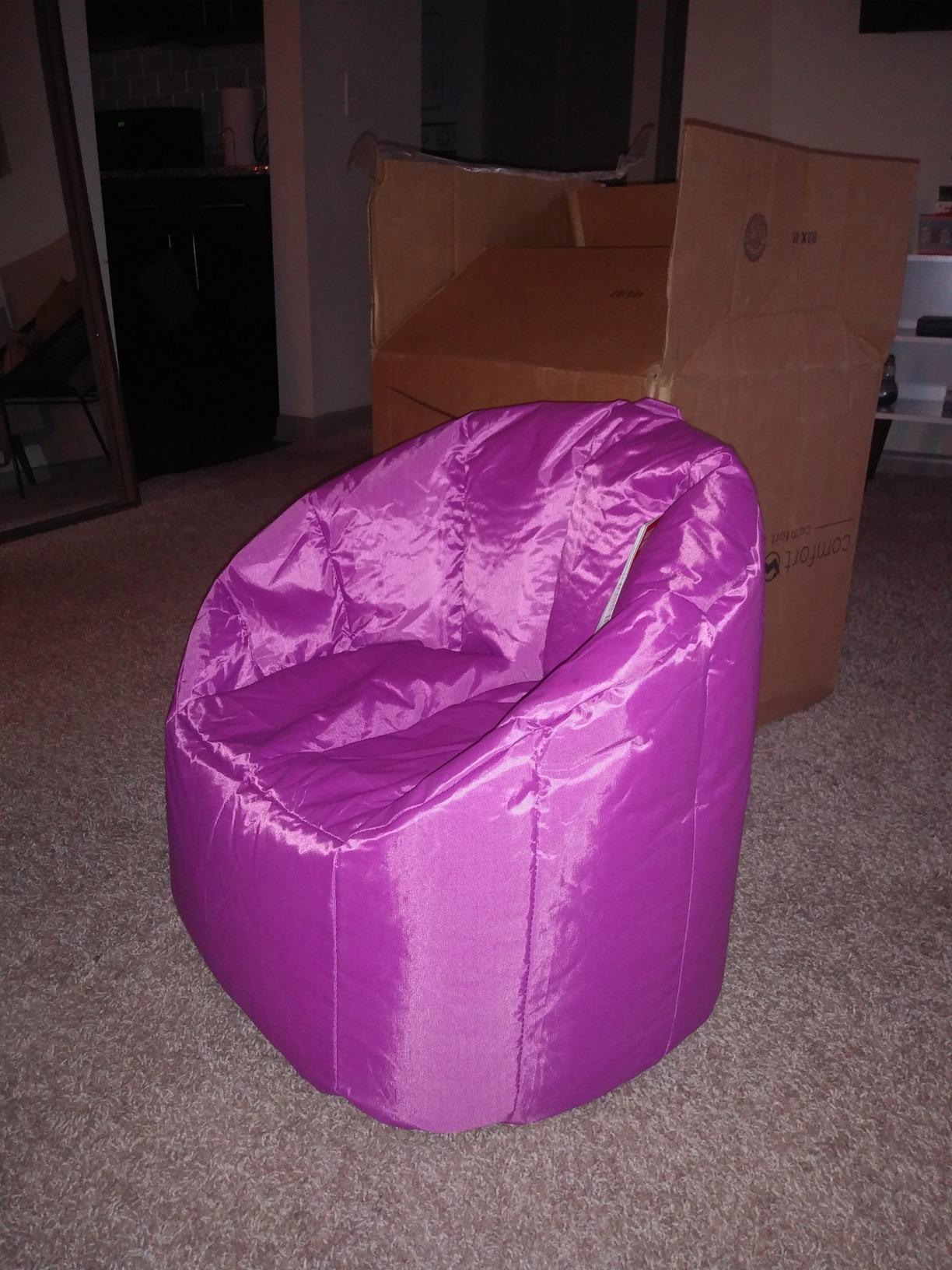 Big Joe Milano Child-Sized Bean Bag Chair for Kids Bedroom and Reading Nook, Pink Passion, Durable Easy-Clean Polyester Nylon Blend, Refillable customer photo 2