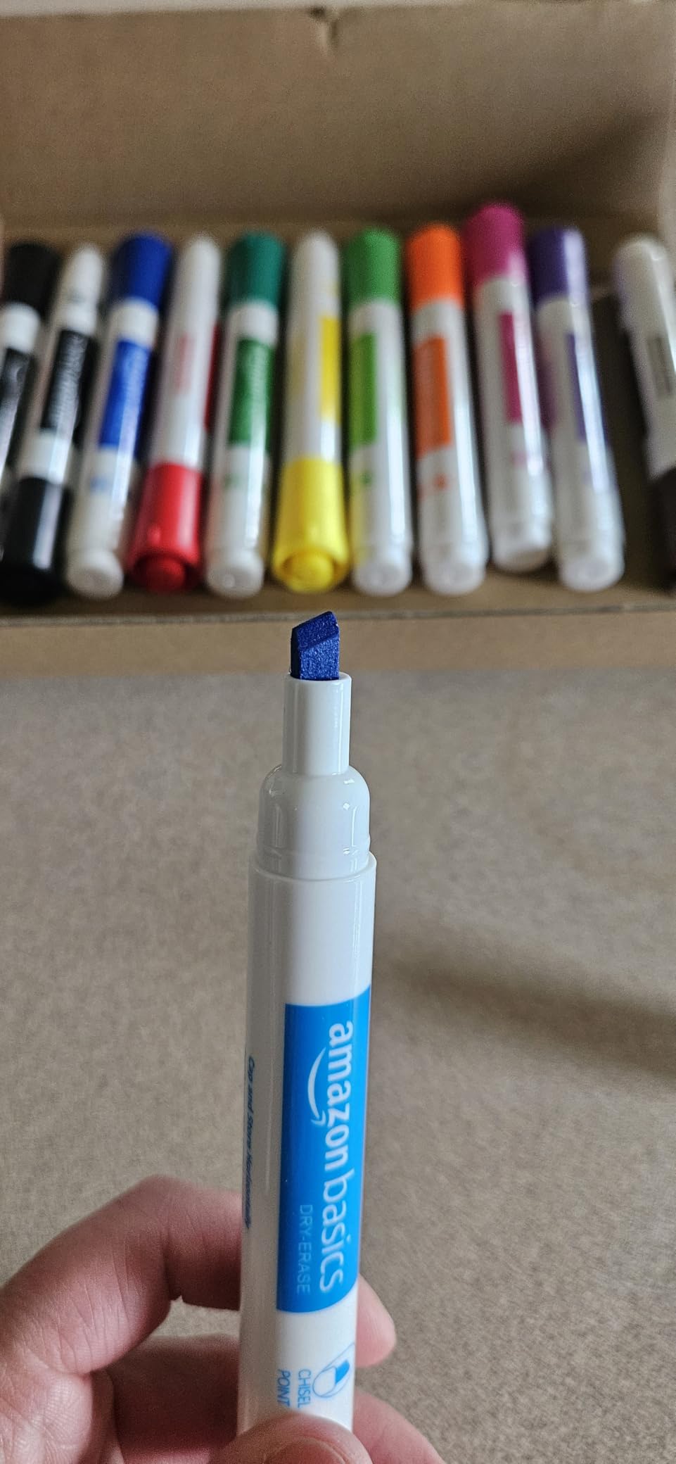 Amazon Basics Dry Erase Whiteboard Markers, Chisel Tip, Low-Odor, Assorted Colors, 12-Pack, Erase Easily customer photo 1