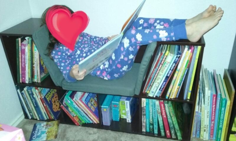 KidKraft Wooden Bookcase with Reading Nook, Six Shelves and Gray Cushion - Espresso customer photo 2
