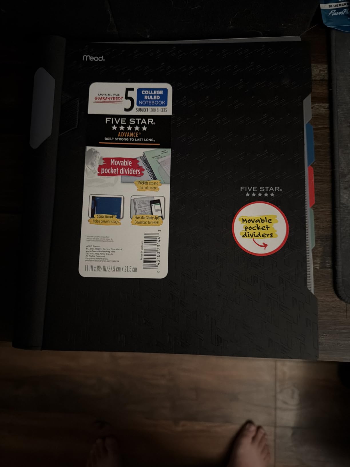 Five Star Advance Spiral Notebook + Study App, 5 Subject, College Ruled Paper, 8-1/2