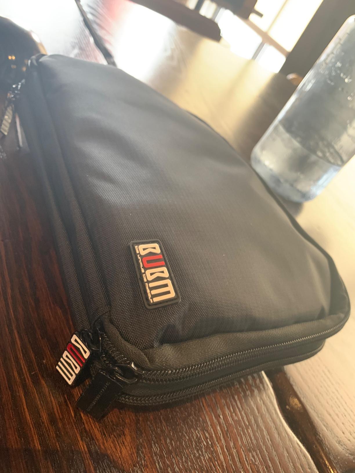 BUBM Double Layer Electronic Accessories Organizer, Travel Gadget Bag for Cables, USB Flash Drive, Plug and More, Perfect Size Fits for iPad Mini (Medium, Black) customer photo 2