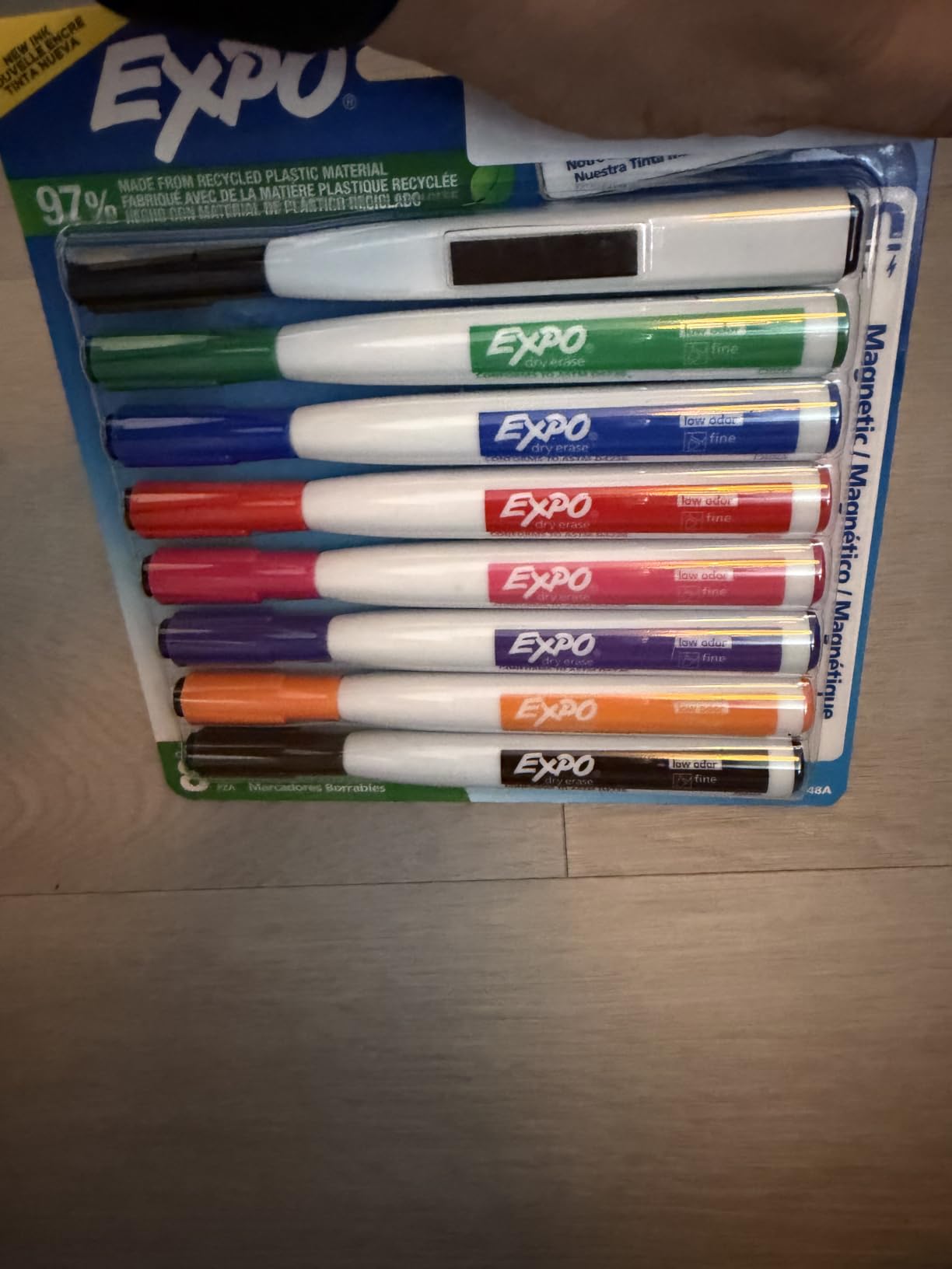 EXPO Magnetic Dry Erase Markers with Built-In Eraser, Fine Tip, Assorted Colors, 8 Count customer photo 2