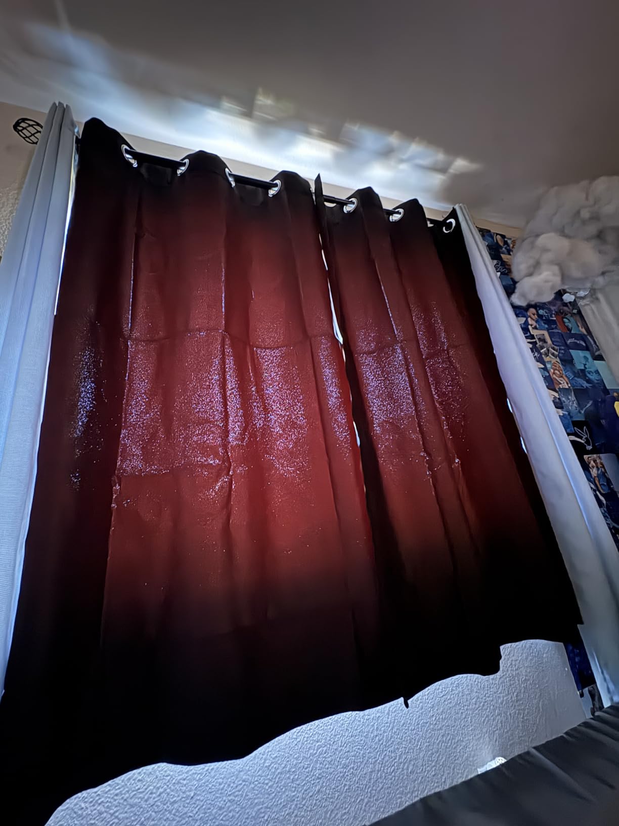 NICETOWN Halloween Pitch Black Solid Thermal Insulated Grommet Blackout Curtains/Drapes for Bedroom Window (2 Panels, 42 inches Wide by 63 inches Long, Black) customer photo 1