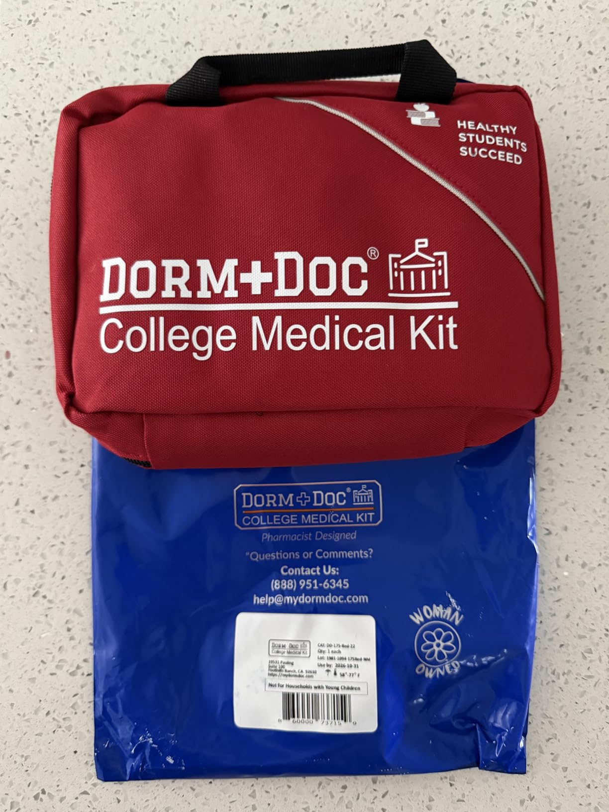 College 175pc Emergency First Aid Kit for Dorm Rooms (Black) | Compact school emergency medical set, includes essential OTC medicines and gauze, portable health kit for campus sports customer photo 2
