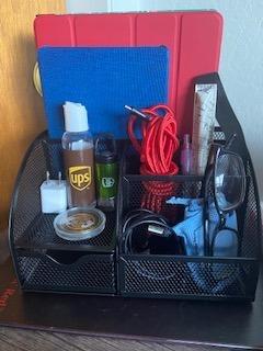 Exerz Desk Organizer Black Office Desk Accessories Supplies Office Storage Desktop Pencil Pen Holder with Drawer Home Workspace | Metal Mesh Caddy For Pens Notes Paper Clips And Small Desk Items Compact Stylish For Home Office Study customer photo 2