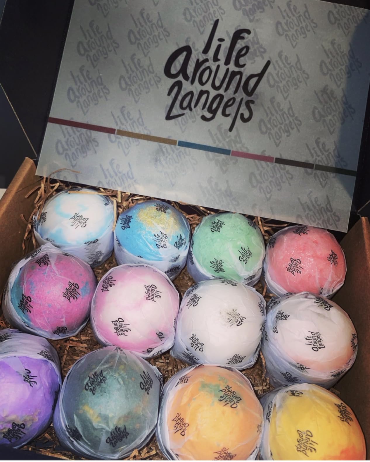 LifeAround2Angels Bath Bombs Gift Set 12 USA made Fizzies, Shea & Coco Butter Dry Skin Moisturize, Perfect for Bubble Spa Bath. Handmade Birthday Mothers day Gifts idea For Her/Him, wife, girlfriend customer photo 2