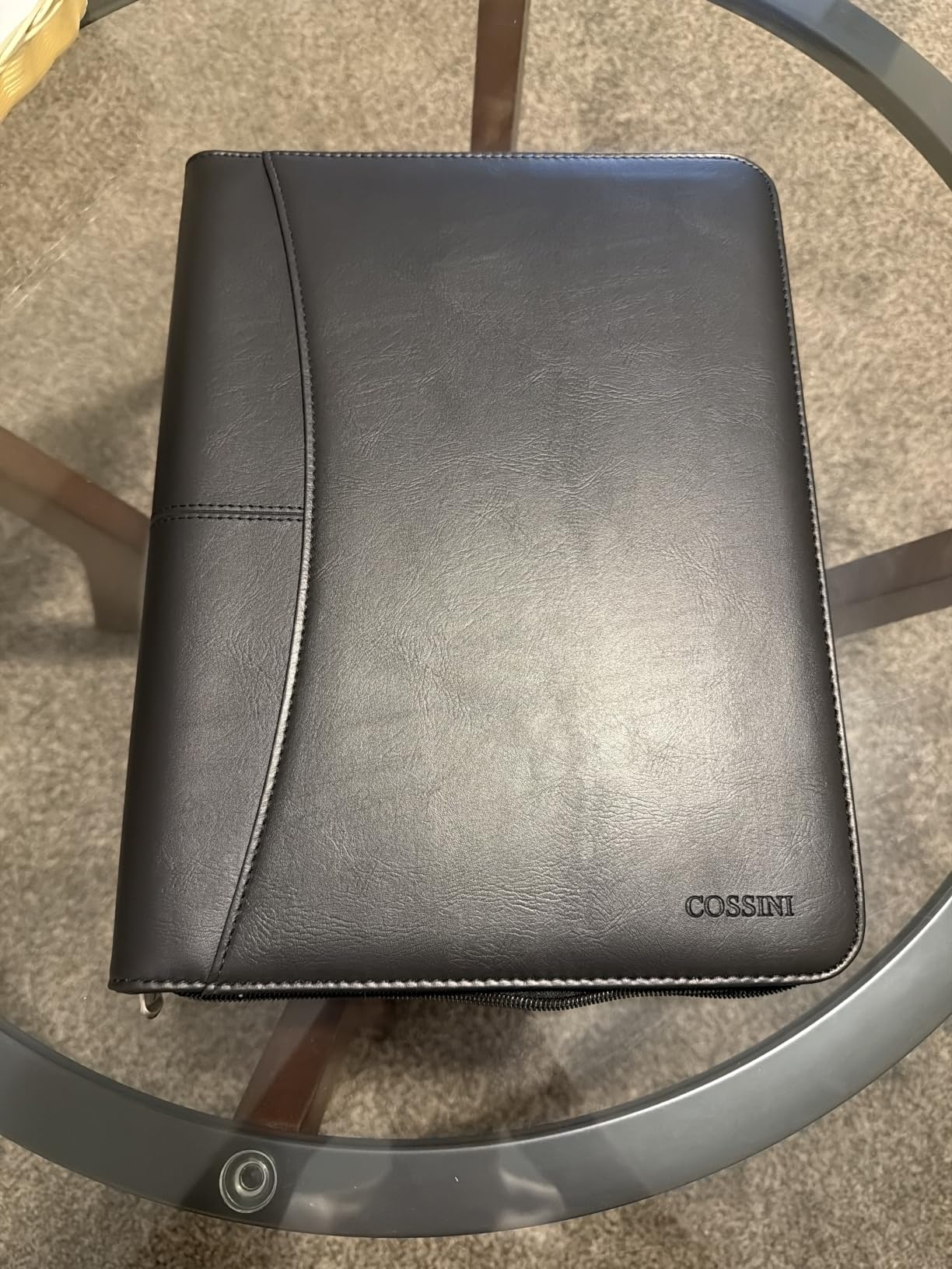 Cossini Black Superior Vegan Leather Business Portfolio with Zipper - Padfolio All-in-One with Tablet Sleeve, Calculator, Card Storage and Writing Pad customer photo 1