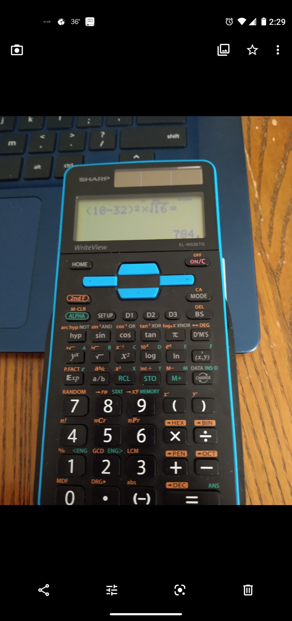 Sharp EL-W535TGBBL Scientific Calculator with WriteView 4 Line Display, Black, Blue customer photo 2