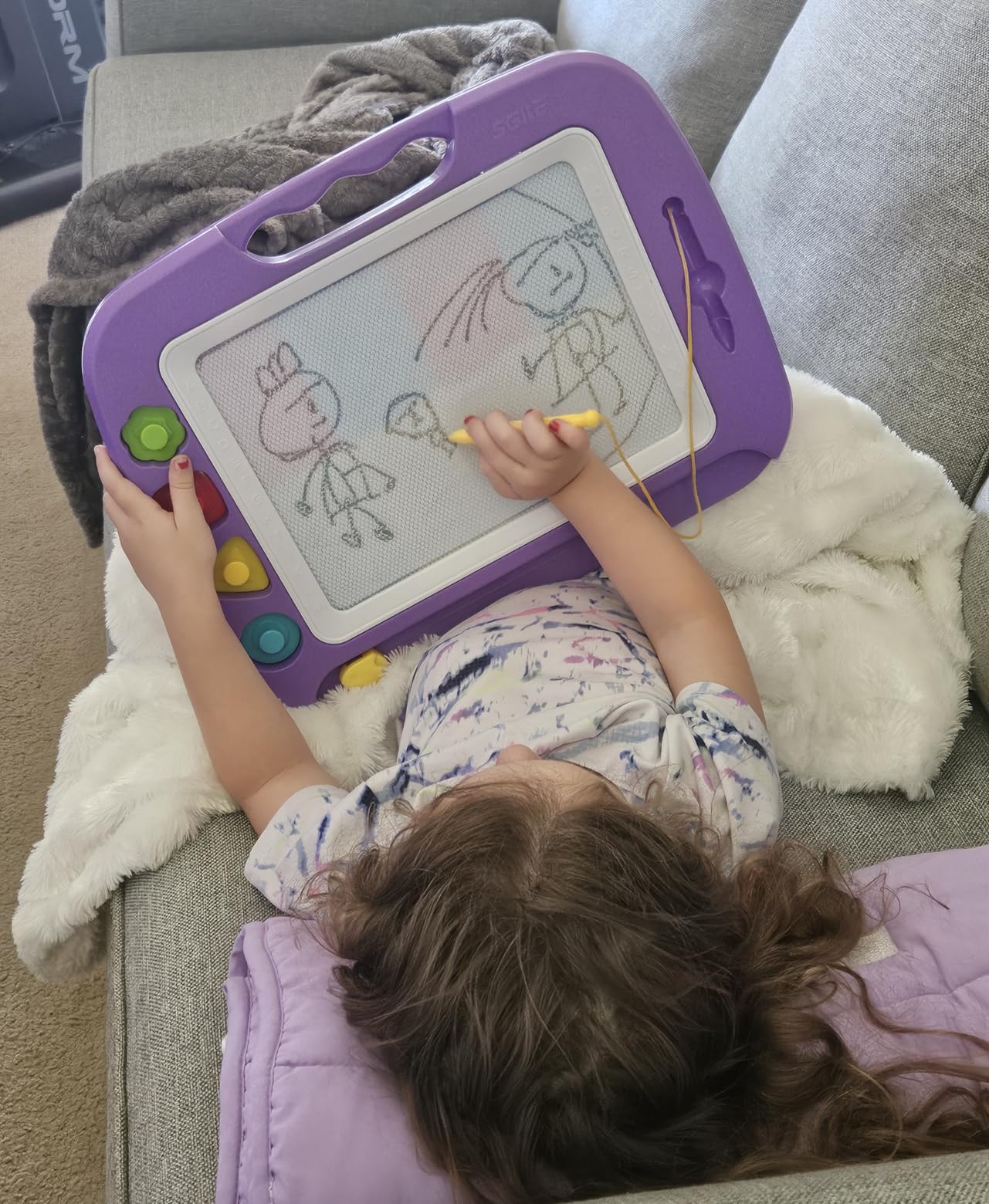 SGILE Toddler Toys for Kids, Large Magnetic Drawing Board for Birthday Gift, Toys for 1 2 3 4 Year Old Girls Boys, Etch & Sketch Pad with 4 Stamps, Learning and Educational, 16 x 13 in, Blue customer photo 2
