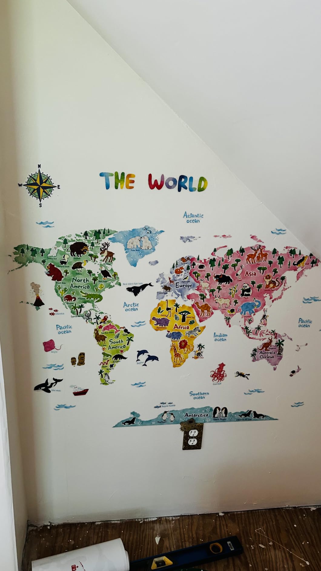 DECOWALL SG2-1615S Animal World Map Wall Stickers for Kids (Large) | Educational wall decor, Peel and stick, Removable wall decals, Letter learning, Classroom, Playroom, Nursery, Homeschool customer photo 1
