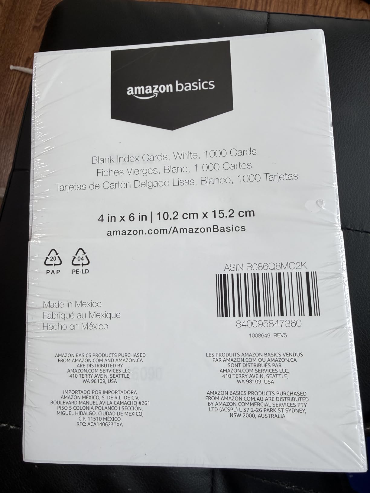 Amazon Basics Heavy Weight Ruled Index Cards for Studying and Note Taking, White, 3