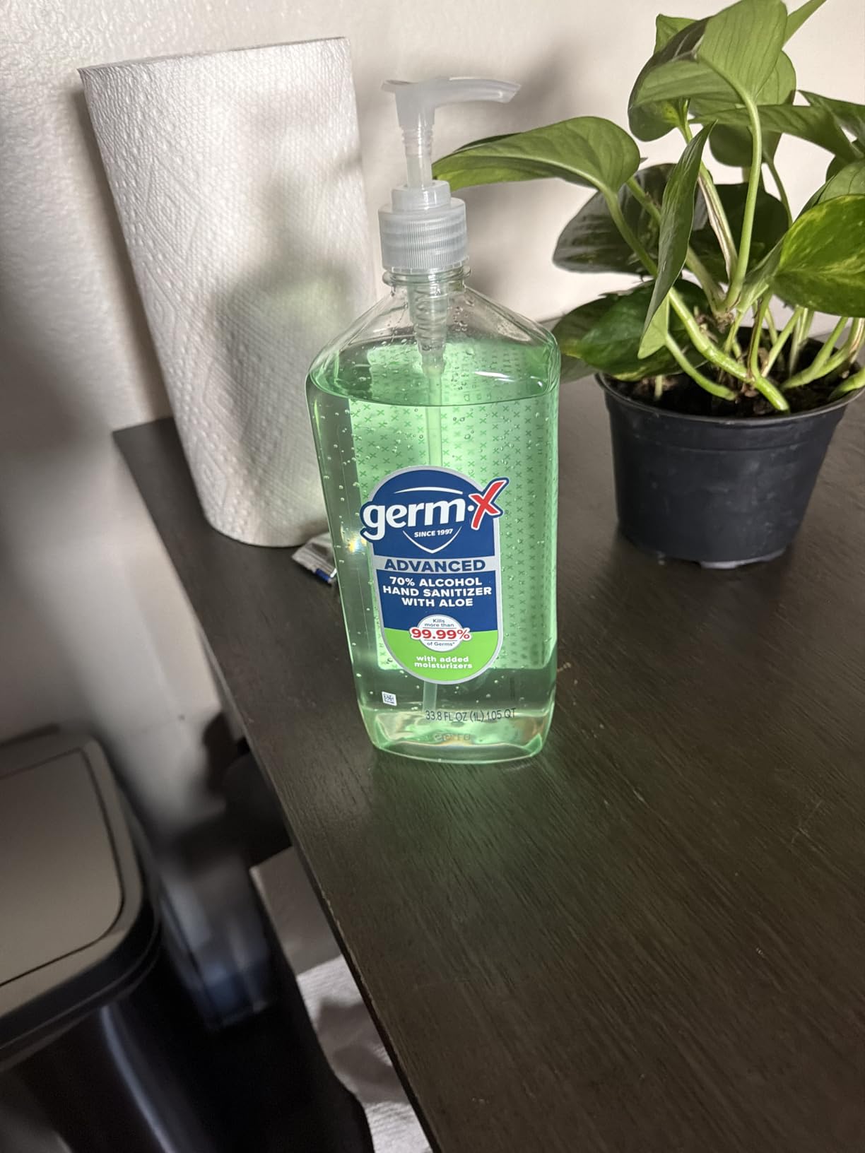 Germ-X Advanced Hand Sanitizer with Aloe and Vitamin E, 1 Liter, Less Drying Moisturizing Gel, No Rinse Formula, Pump Bottle customer photo 2