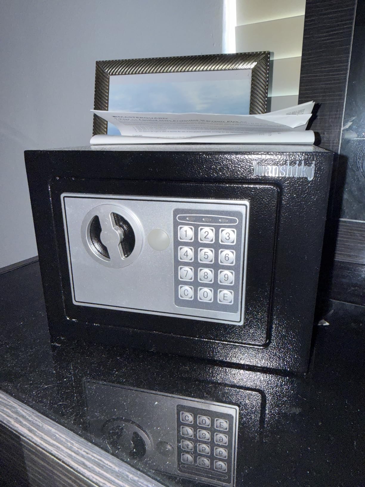 Yuanshikj Small Steel Security Safe Box with Keypad,Key;0.23 CuFt, Black customer photo 1
