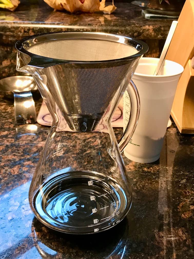 Bean Envy Pour Over Coffee Maker - Glass Dripper with Steel Filter 20 Oz | Dishwasher Safe, Borosilicate Carafe, Reusable Stainless Mesh, Non-Toxic, Silicone Base, Manual Drip Brewer customer photo 1
