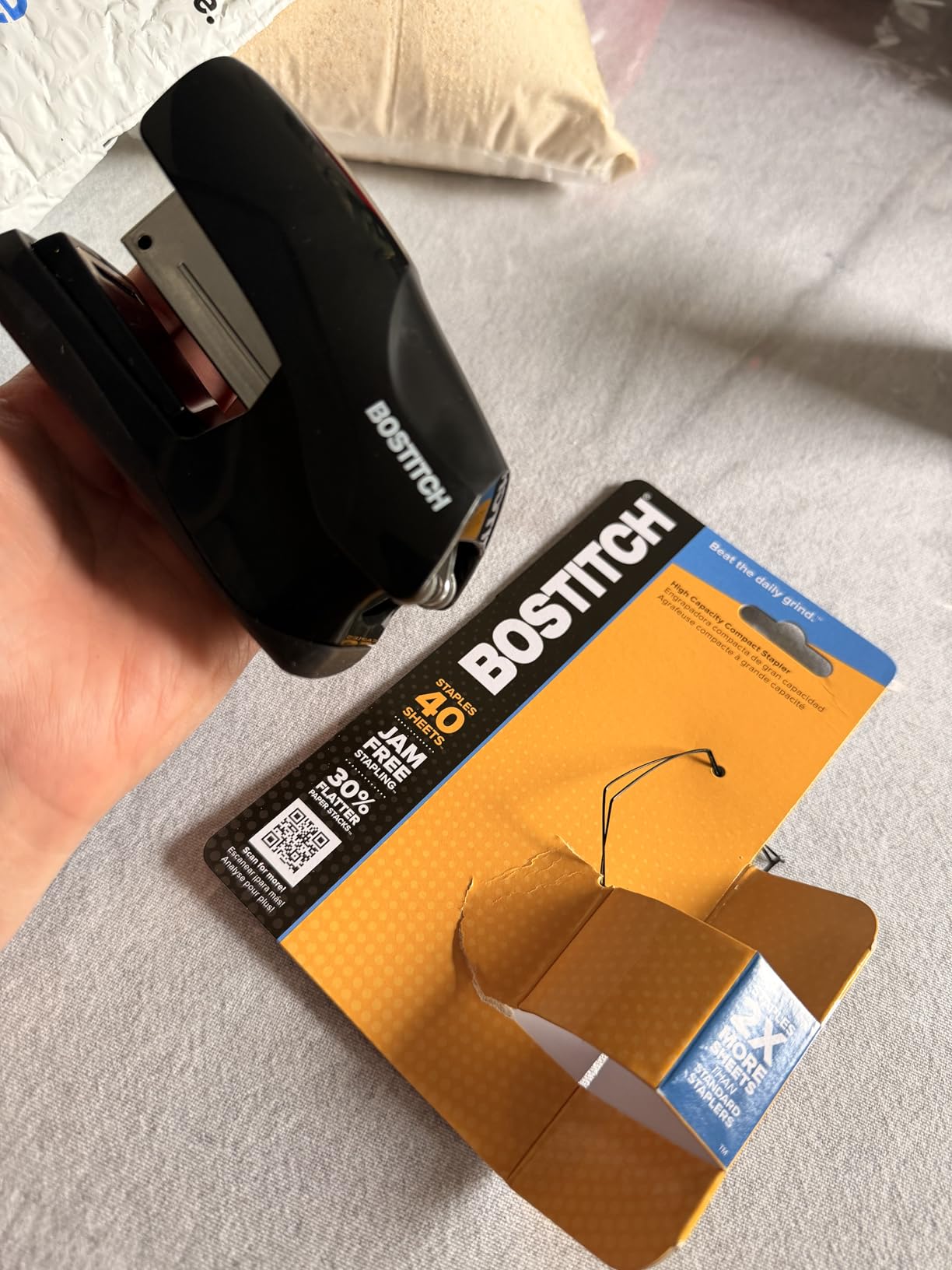 Bostitch Office Heavy Duty Stapler, 40 Sheet Capacity, No Jam, Half Strip, Fits into the Palm of Your Hand, For Classroom, Office or Desk, Black customer photo 1