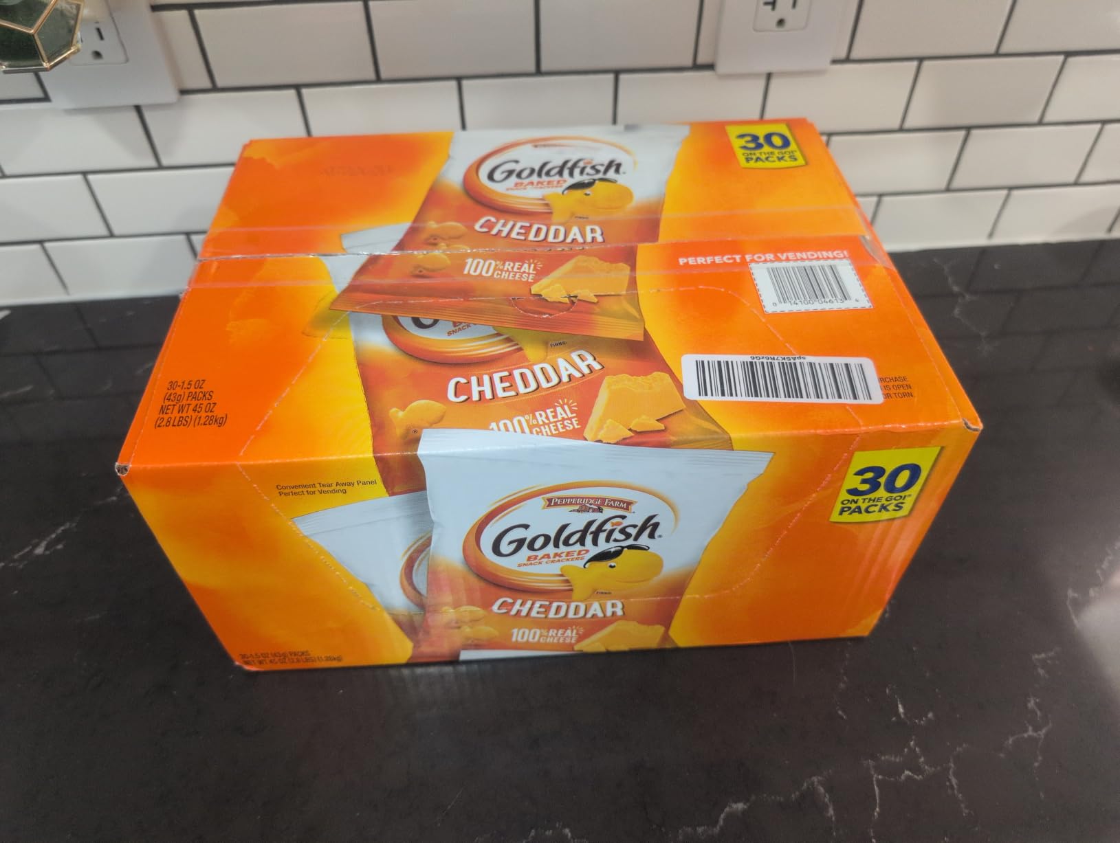 Goldfish Cheddar Cheese Crackers, Baked Snack Crackers, 1 oz On-the-Go Snack Packs, 20 Count Box customer photo 1