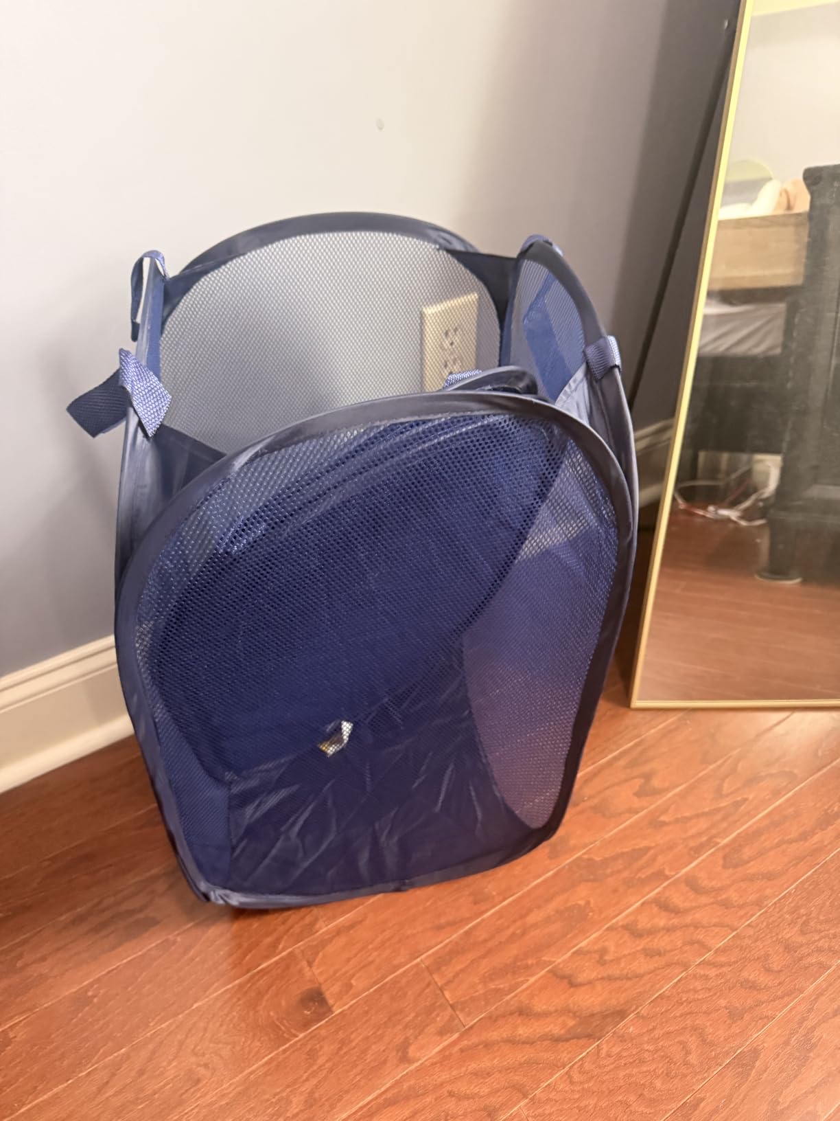 Handy Laundry Collapsible Mesh Pop Up Laundry Hamper 2-Pack - Large Foldable Laundry Basket with Side Pocket, Breathable & Durable, Space-Saving for Clothes, Toys, Travel, Dorm, Bedroom, Blue customer photo 1