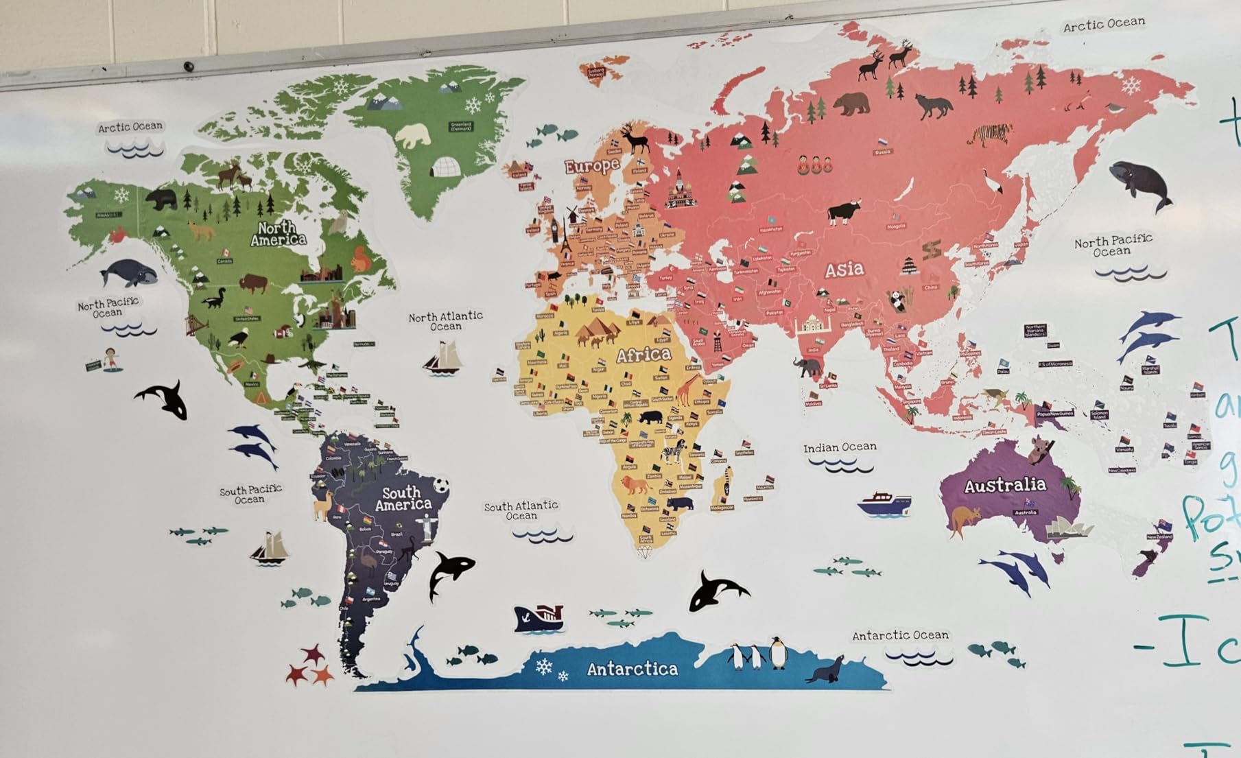 HomeEvolution Kids Educational Peel & Stick World Map Wall Decals Stickers | Removable, Children Nursery Bedroom Living Room Classroom Decor customer photo 1