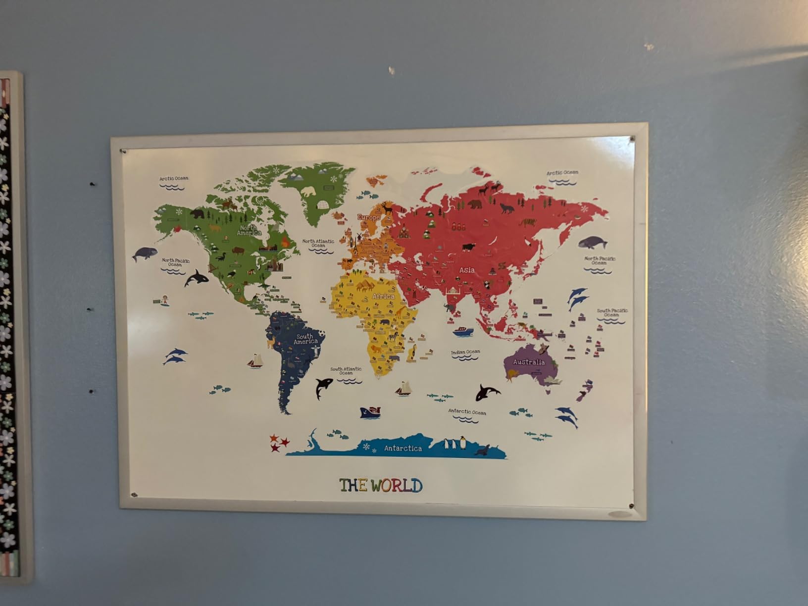 HomeEvolution Kids Educational Peel & Stick World Map Wall Decals Stickers | Removable, Children Nursery Bedroom Living Room Classroom Decor customer photo 2