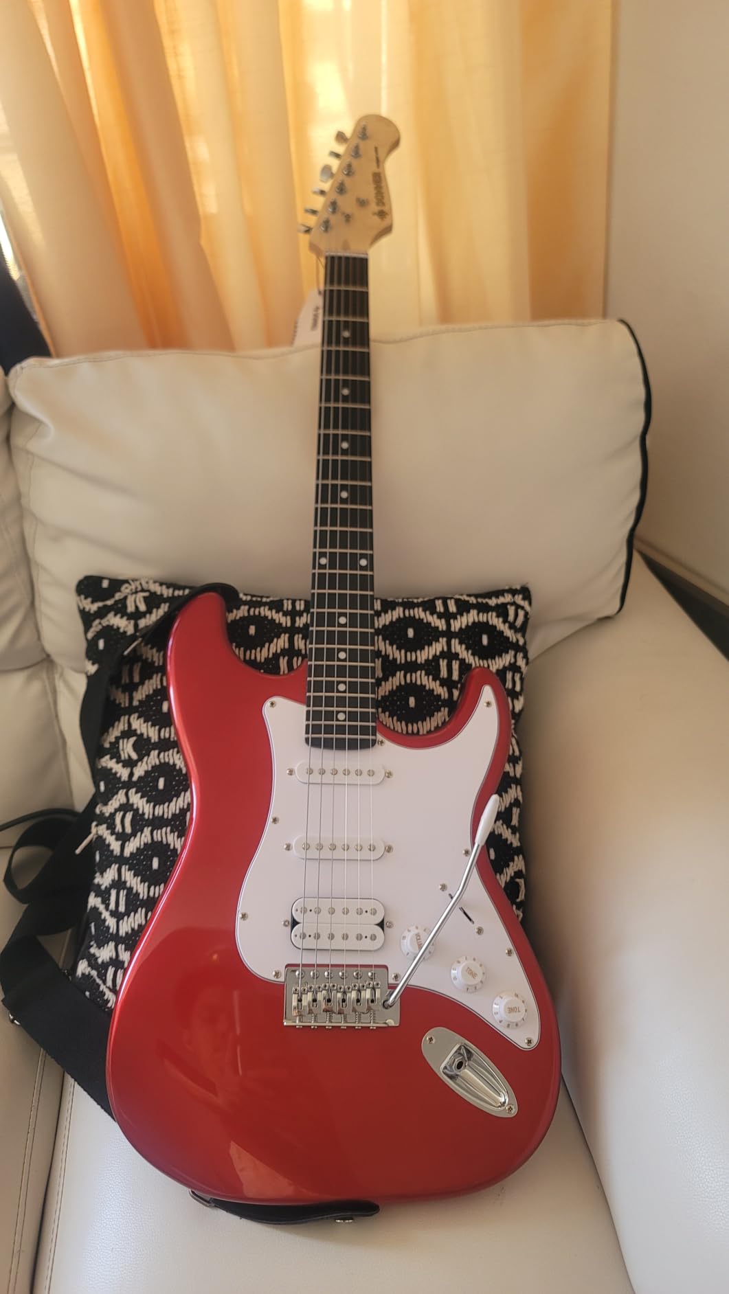 Donner DST-100S 39 Inch Full Size Electric Guitar Kit Solid Body Sunburst, Beginner Starter, with Amplifier, Bag, Capo, Strap, String, Tuner, Cable, Picks customer photo 1