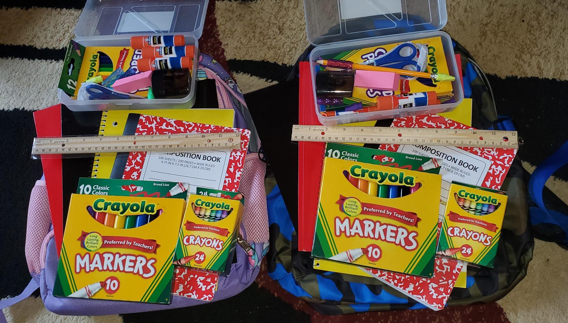 Back to School Supply Box Grades K-5 - School Supply Boxes - 32 Piece School Supplies Kit Includes Markers, Crayons, Pencils, Scissors, Folders, Glue Sticks, Notebook, and Composition Book customer photo 1