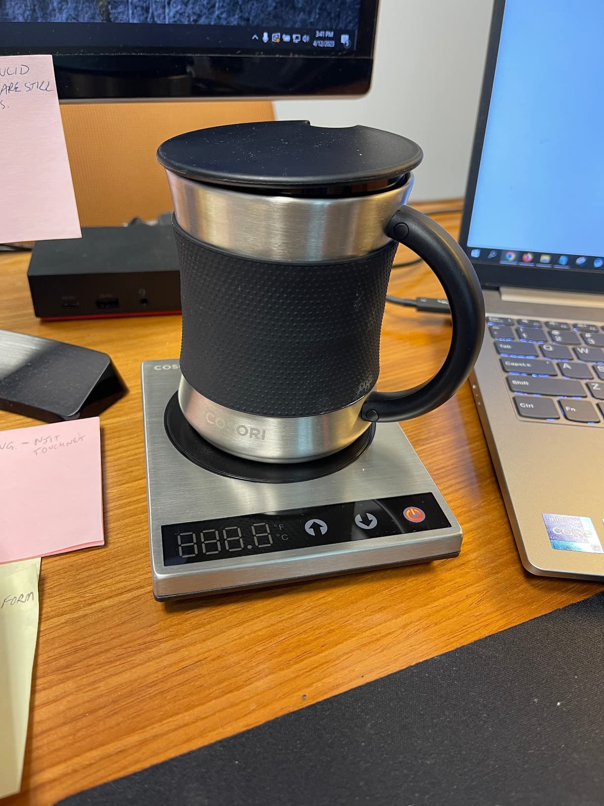 Cosori Coffee Mug Warmer & Mug Set for Desk, Cup Heater, Office, 1°F Precise Temperature Control, Touch Tech & LCD Digital Display (77-194℉), 304 Stainless Steel, Silver/Black customer photo 1