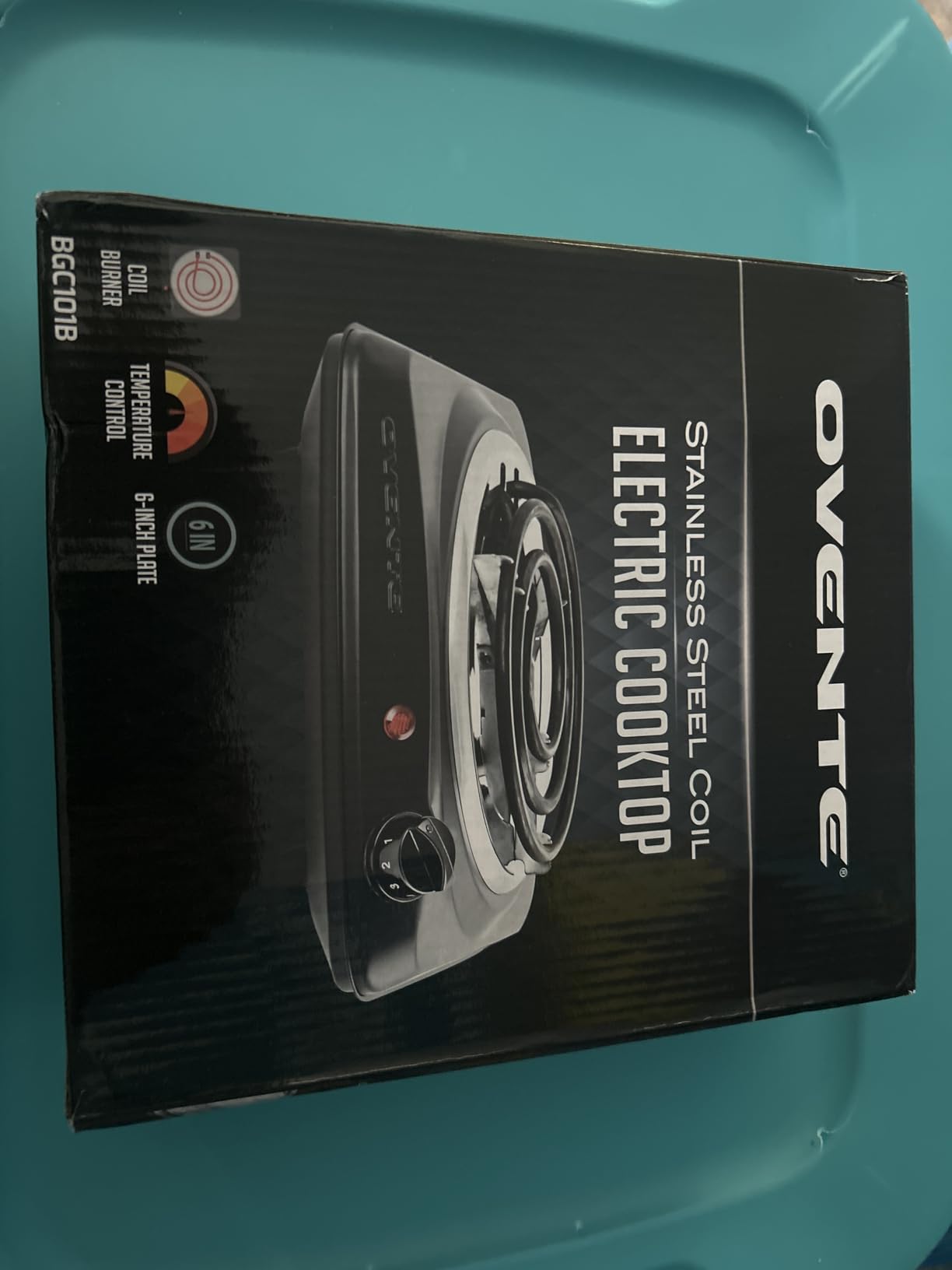 OVENTE Electric Hot Plate, 1000W Single Burner, 6-Inch Coil, Black BGC101B | Portable Countertop Cooktop, Metal Housing, 5-Level Temperature Control, Indicator Light, Easy-to-Clean, Compact customer photo 1