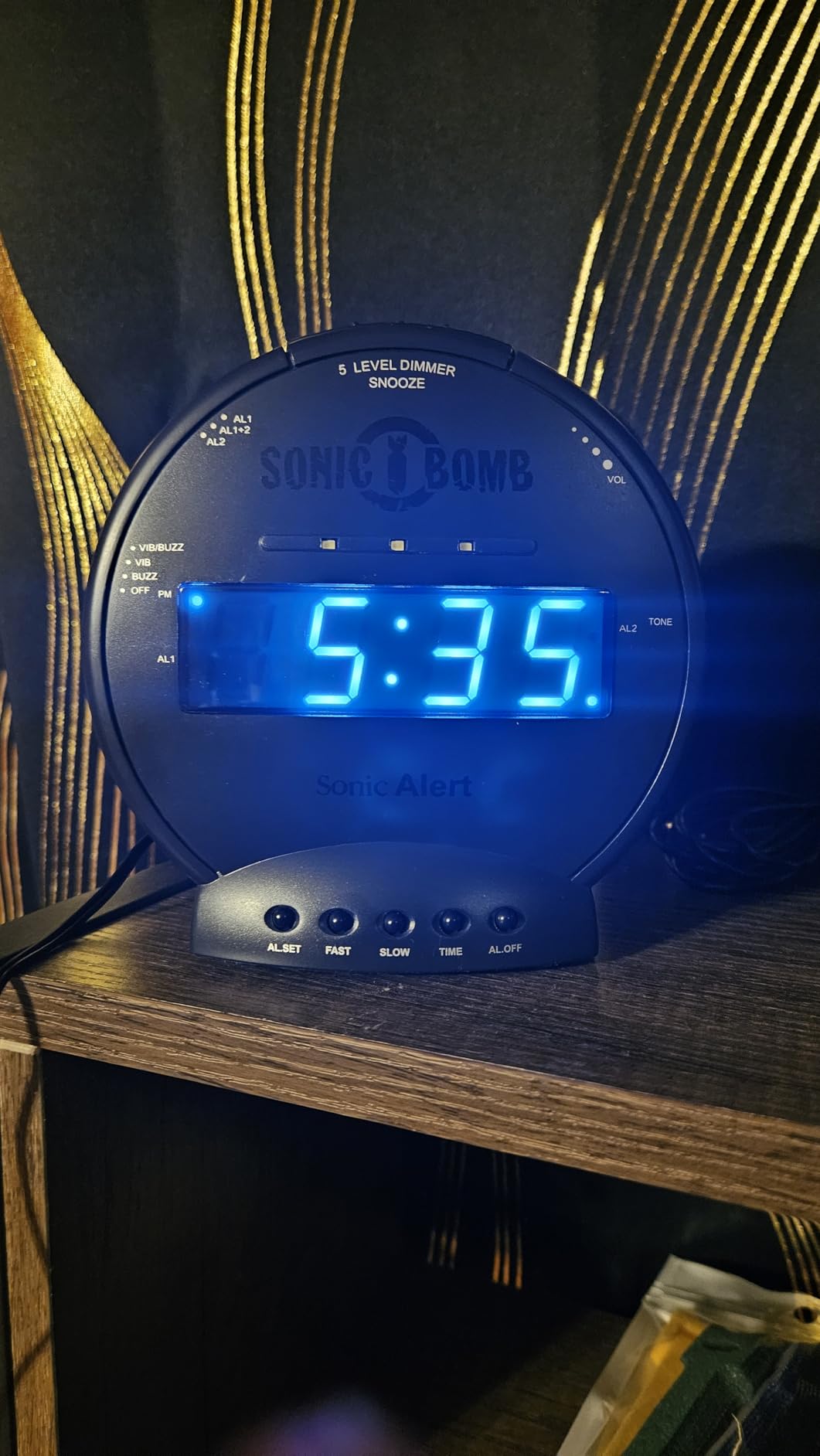 Sonic Alert Sonic Bomb Dual Alarm Clock with Bed Shaker, Black Vibrating Alarm Clock Heavy Sleepers, Battery Backup | Wake with a Shake customer photo 1