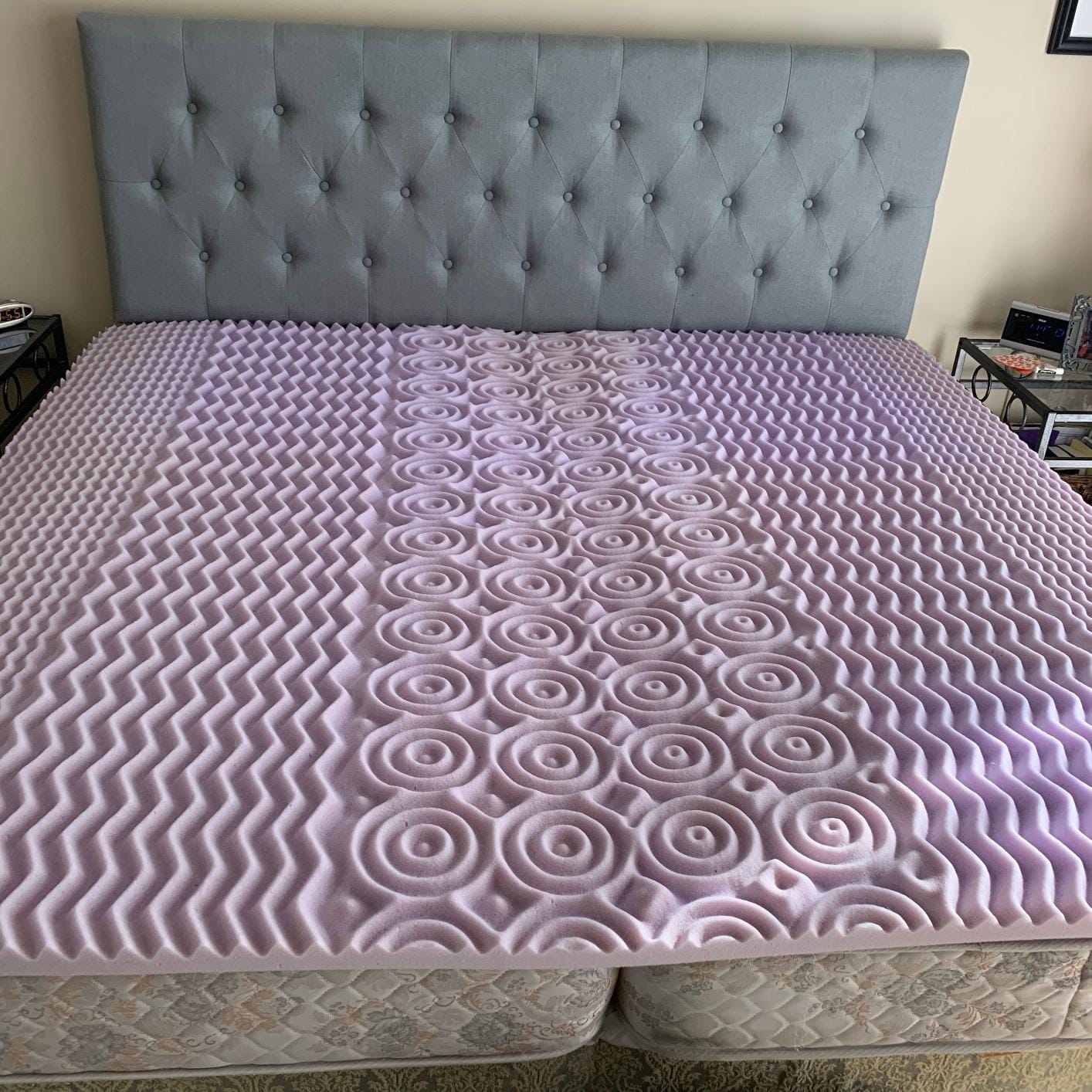 LUCID 2 Inch Gel Memory Foam Mattress Topper, Queen Size - 5 Zones - Cooling Gel Infusion - CertiPur Certified Foam customer photo 2