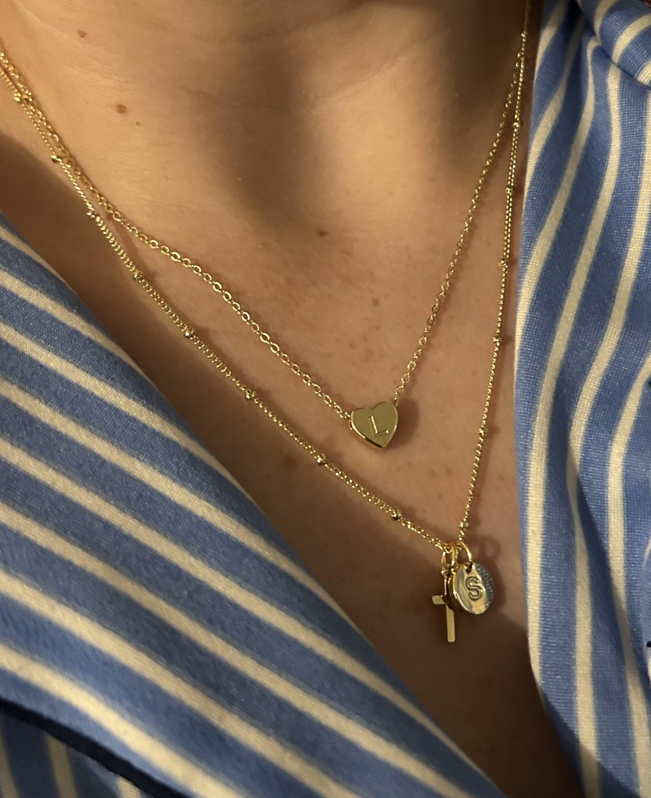 Turandoss Heart Initial Necklaces for Women Girls - 14K Gold Plated Heart Pendant Letter Alphabet Necklace Letter Initial Necklace Gifts for Girls Teens customer photo 1