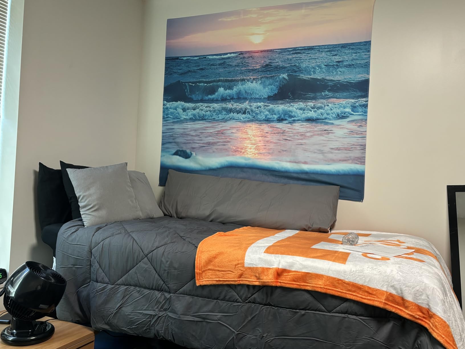 IcosaMro Ocean Tapestry Wall Hanging, Sea Beach Wave Sun Cloud Landscape Scenery Nature Wall Art [Double-Folded Hems] Bohemian Home Decor for Bedroom, Dorm, College, Living Room, 51x60, Blue customer photo 1