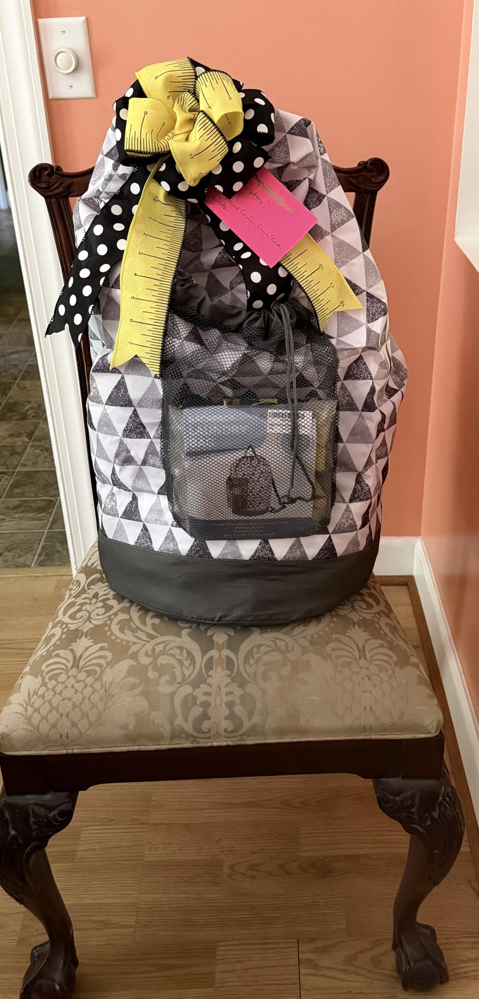 Backpack Laundry Bag, 115L Large Hamper with Shoulder Straps, Drawstring Closure, Mesh Pocket, Khaki customer photo 1