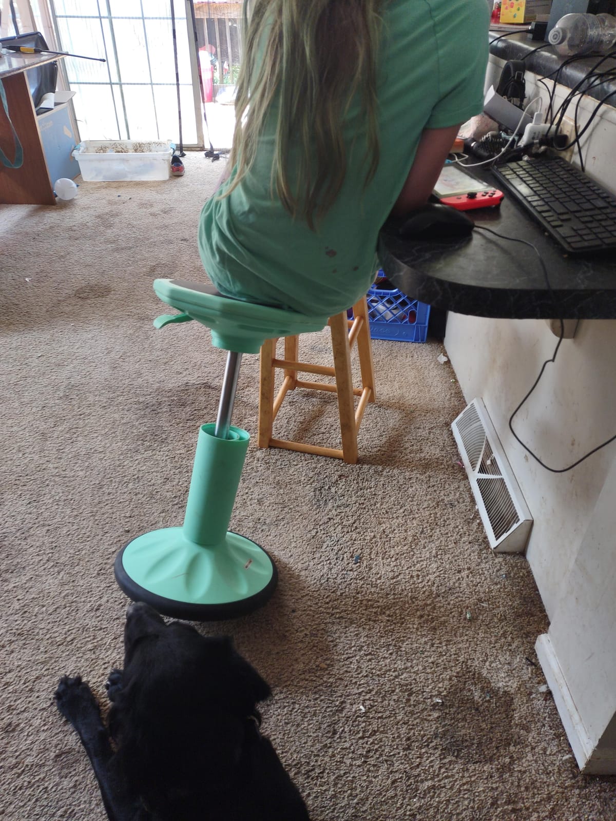 Giantex Wobble Stools for Classroom Seating, Wiggle Stool with Adjustable Height, 24 Inch Active Learning Stool, Sitting Balance Chair for School, Office Stand Up, Flexible Seating Wobble Chair(Green) customer photo 2