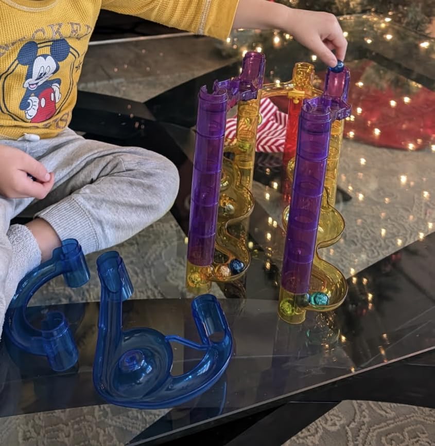 NATIONAL GEOGRAPHIC Glowing Marble Run - Construction Set with 15 Glow in The Dark Glass Marbles & Storage Bag, STEM Gifts for Boys and Girls, Building Project Toy (Amazon Exclusive) customer photo 2